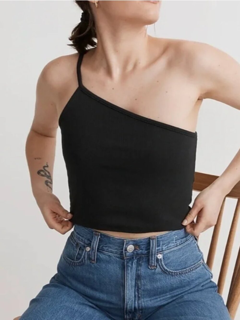 Madewell One-Shoulder Crop Tank, Size Small